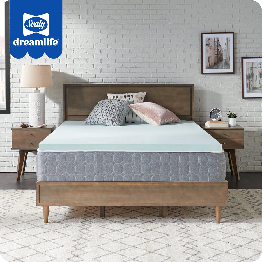 Sealy - Sealy® Dreamlife™ 1.5” Gel Memory Foam Mattress Topper, Twin - Blue_0