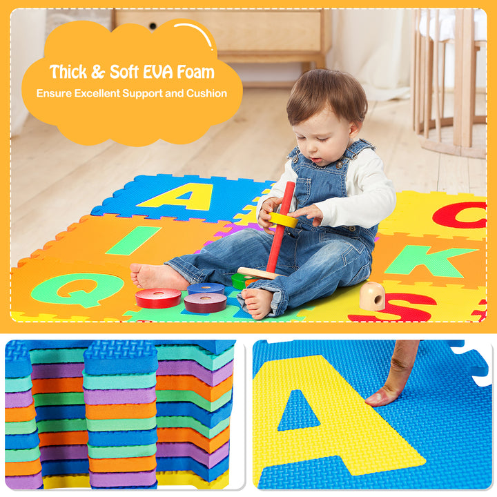 Costway Kids Foam Interlocking Puzzle Play Mat w/Alphabet & Numbers 72-Piece Set - Multi-Color_2