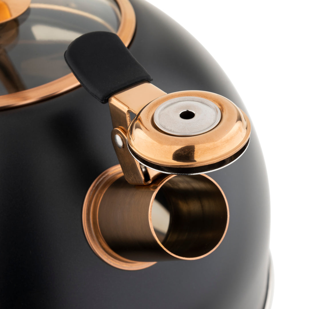 Viking 2.6 Quart Whistling Tea Kettle with 3-Ply Base, Black & Copper - Black and Copper_3