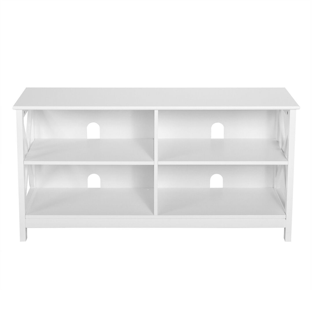 Costway - TV Stand Entertainment Media Center for TV's up to 55'' w/ Storage Shelves White - White_4