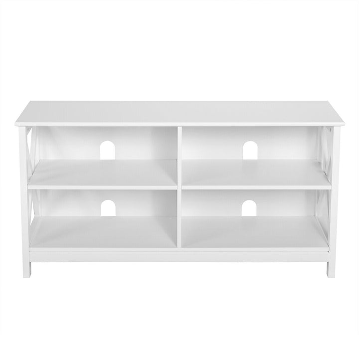 Costway - TV Stand Entertainment Media Center for TV's up to 55'' w/ Storage Shelves White - White_4