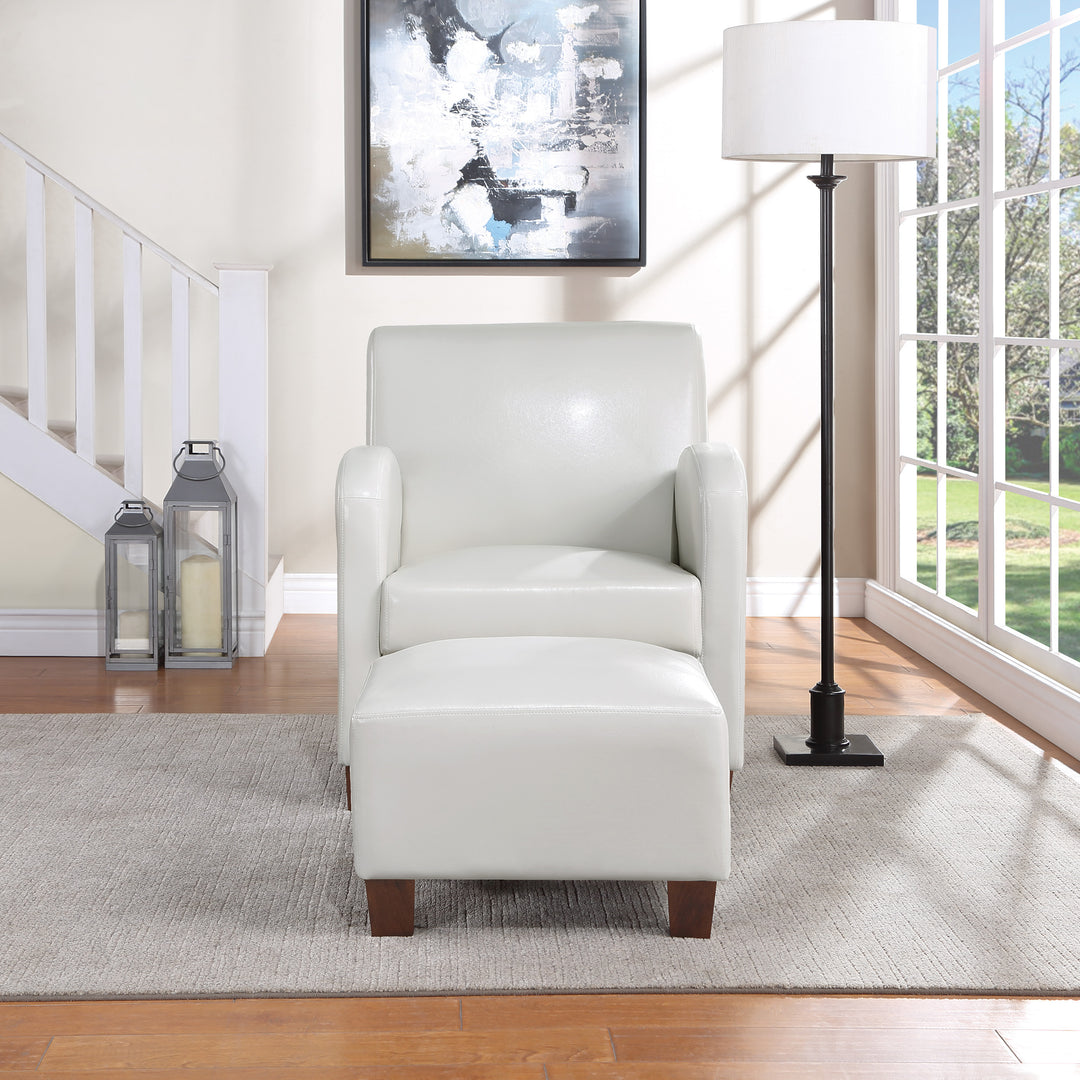 OSP Home Furnishings - Aiden Chair & Ottoman Faux Leather - Cream_5