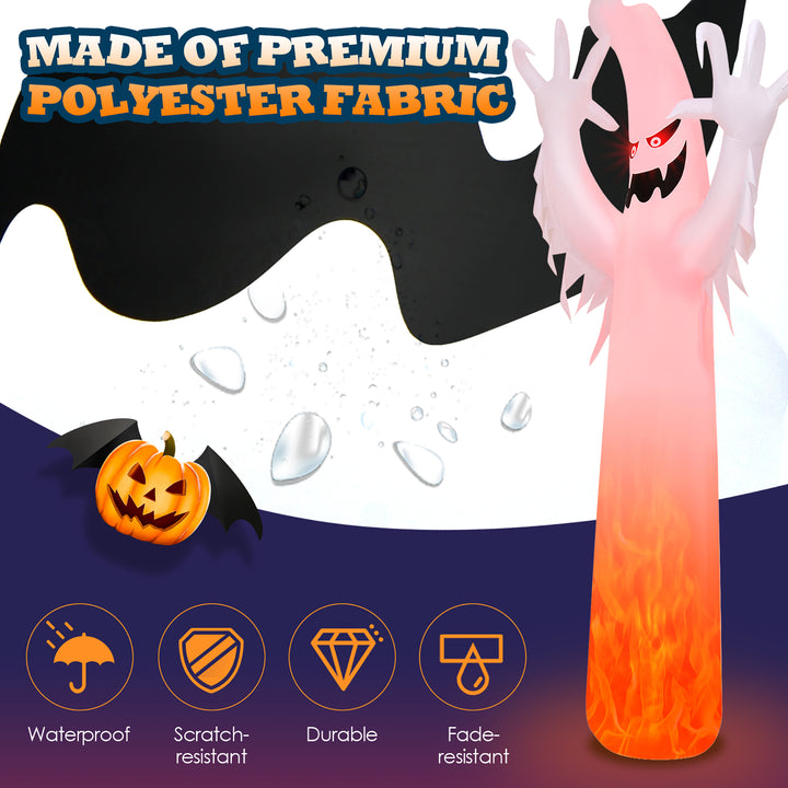 Costway - 12 Ft Halloween Inflatable Ghost Yard Decoration w/ Built-in LED Lights - White_2