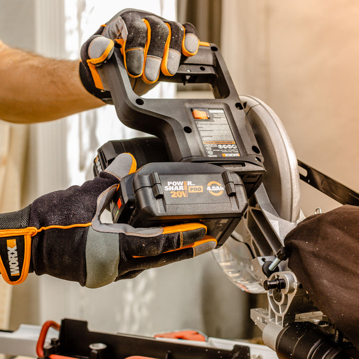 WORX - 20V 7.25" Cordless Compound Miter Saw (1 x 4.0 Ah Battery and 1 x Charger) - Black_9