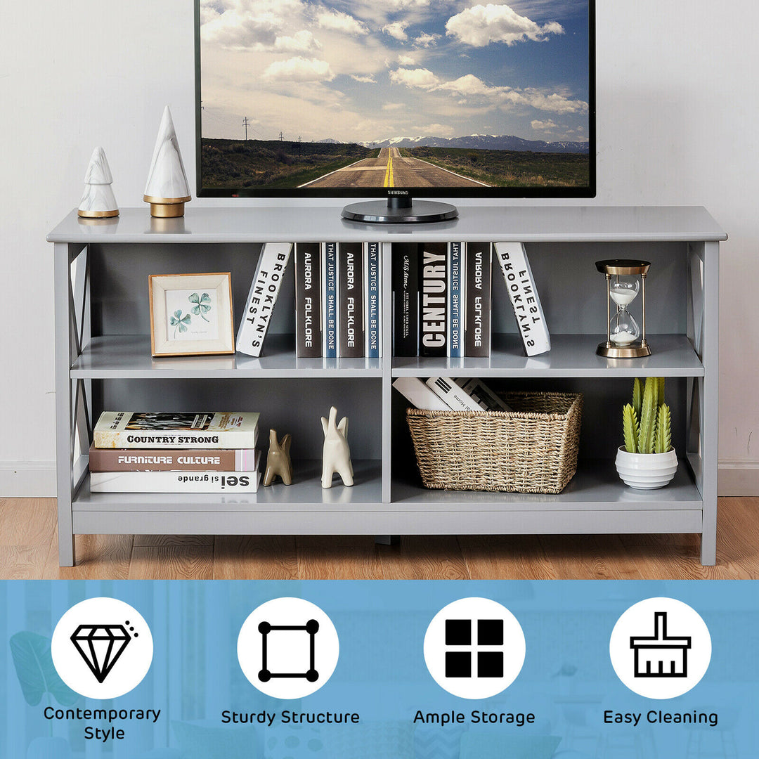 Costway - TV Stand Entertainment Media Center for TV's up to 55'' w/ Storage Shelves Gray - Gray_6