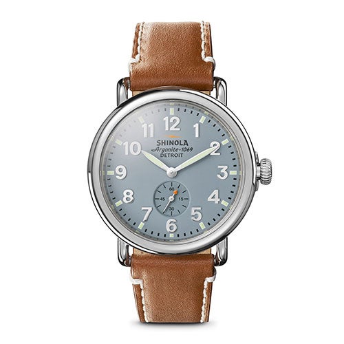 Unisex Runwell Largo Tan Leather Strap Watch, Slate Blue Dial_0