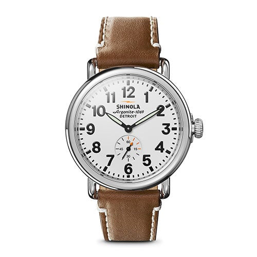 Unisex Runwell Largo Tan Leather Strap Watch, White Dial_0