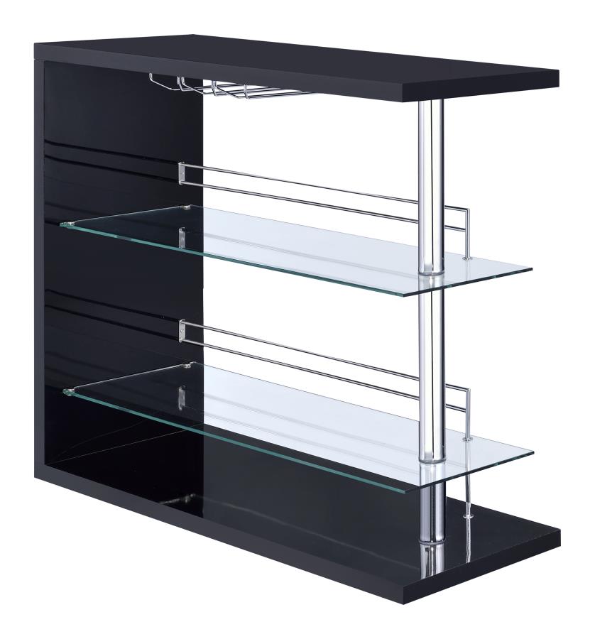 Rectangular 2-shelf Bar Unit Glossy Black_1