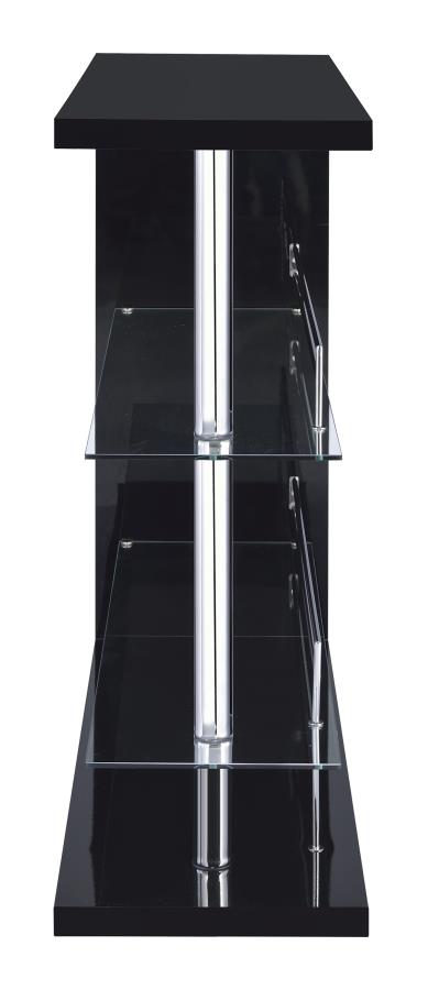 Rectangular 2-shelf Bar Unit Glossy Black_2