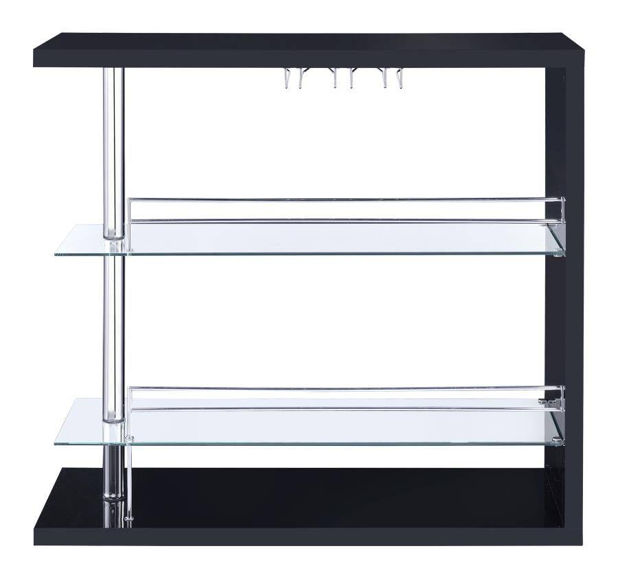 Rectangular 2-shelf Bar Unit Glossy Black_3