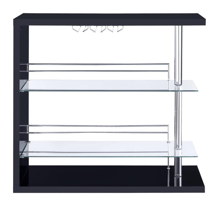 Rectangular 2-shelf Bar Unit Glossy Black_5