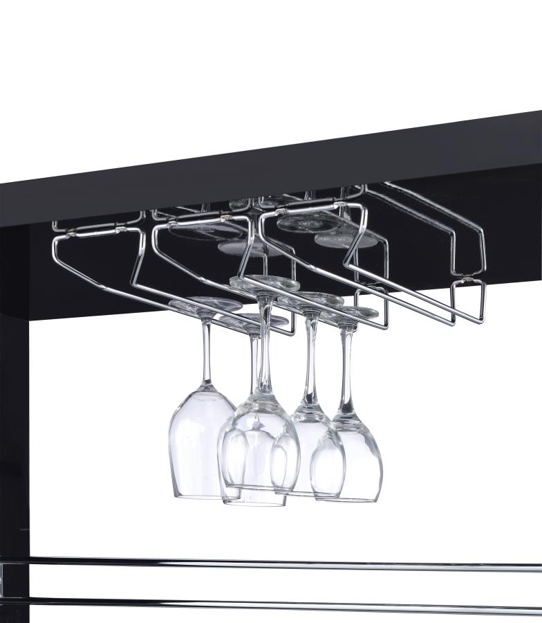 Rectangular 2-shelf Bar Unit Glossy Black_6