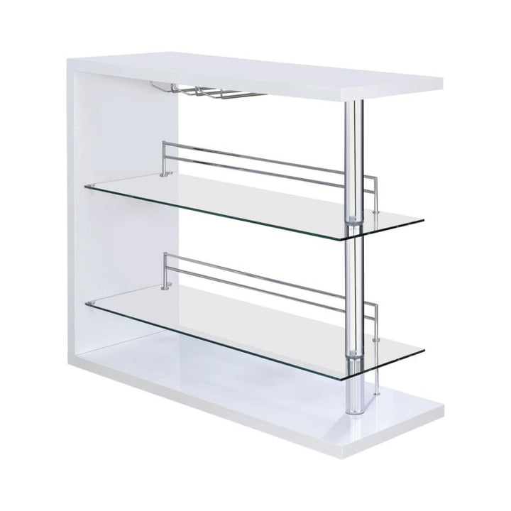 Rectangular 2-shelf Bar Unit Glossy White_3