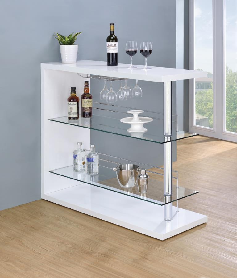 Rectangular 2-shelf Bar Unit Glossy White_0