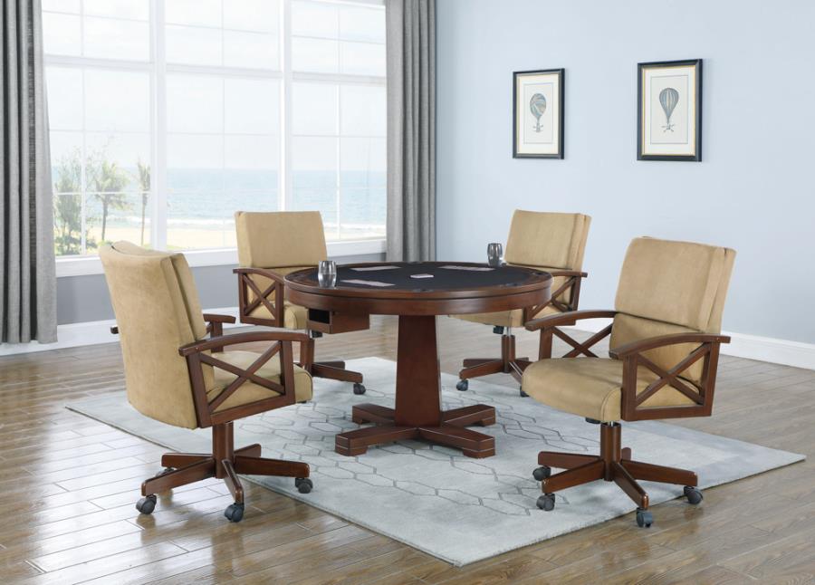 Marietta Round Wooden Game Table Tobacco_1