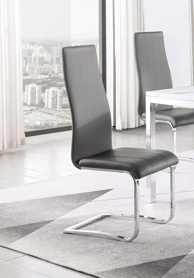 Upholstered High Back Side Chairs Grey and Chrome (Set of 4)_0