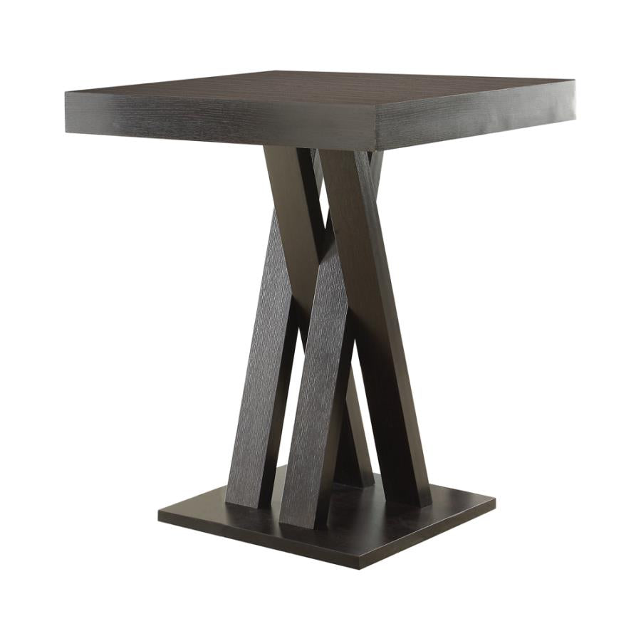 Double X-shaped Base Square Bar Table Cappuccino_1