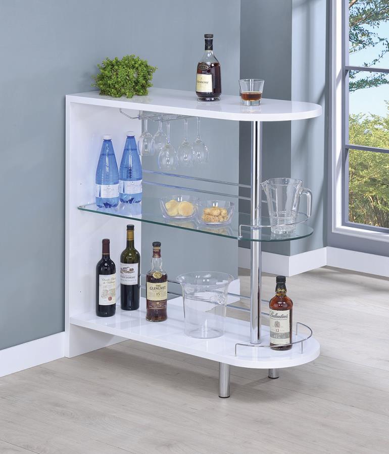 3-tier Bar Table Glossy White and Clear_0