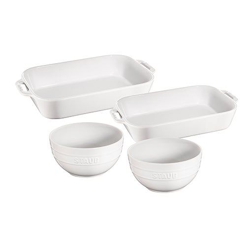 4pc Ceramic Baking & Bowls Set White_0