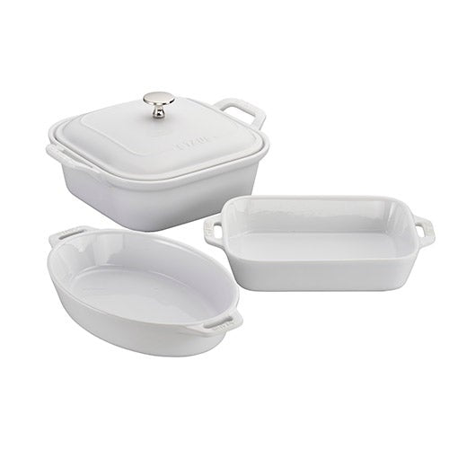 4pc Ceramic Baking Dish Set, White_0