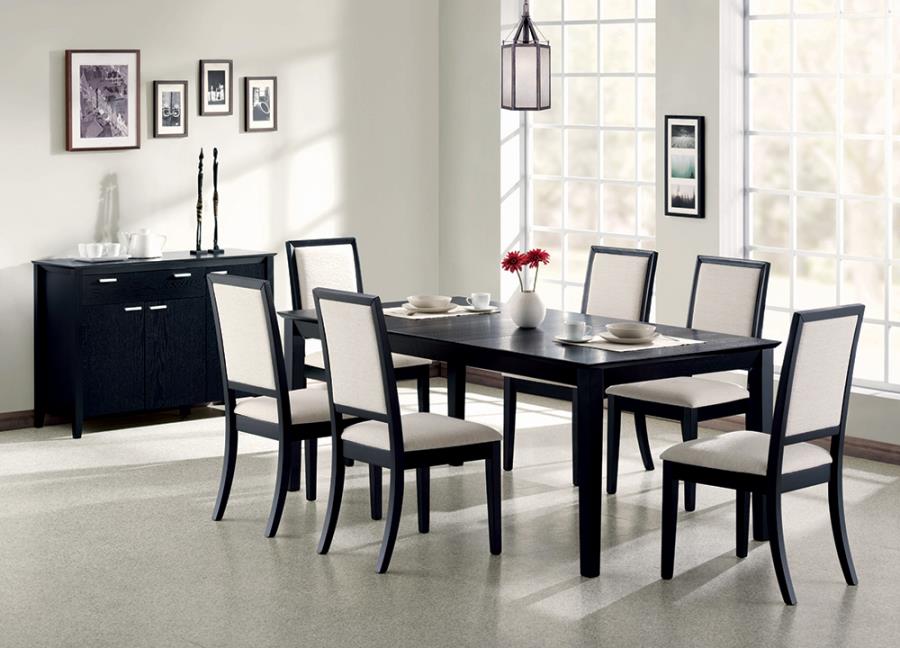 Louise Rectangular Dining Table with Extension Leaf Black_1