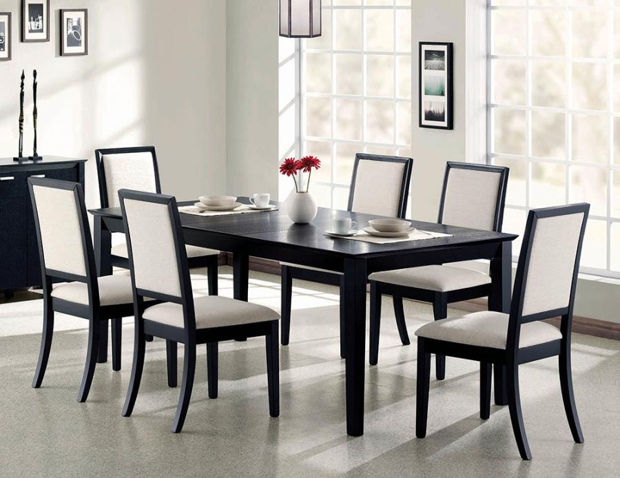Louise Rectangular Dining Table with Extension Leaf Black_0