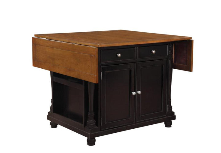 Slater 2-drawer Kitchen Island with Drop Leaves Brown and Black_2
