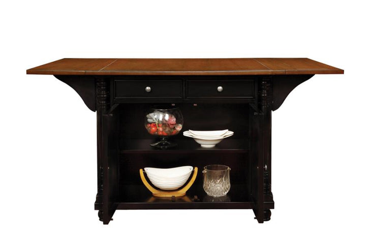Slater 2-drawer Kitchen Island with Drop Leaves Brown and Black_3