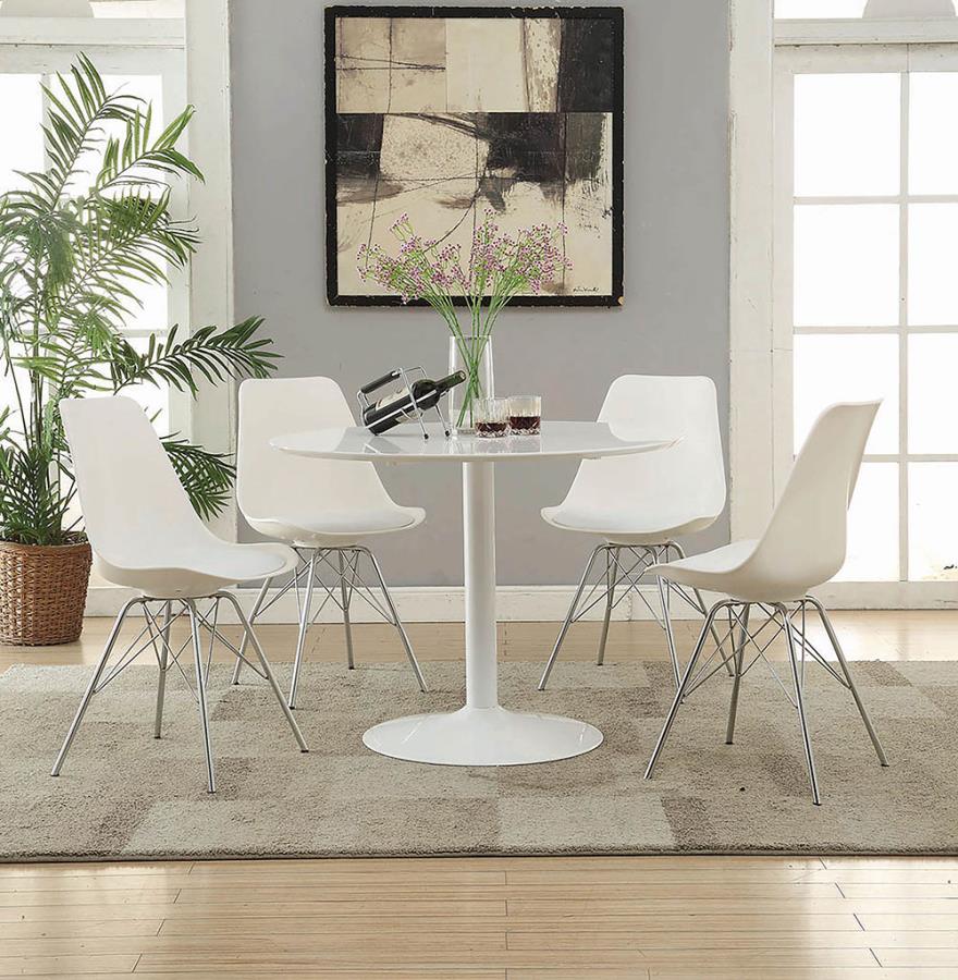 Armless Dining Chairs White and Chrome (Set of 2)_5