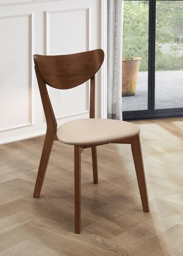 Kersey Dining Side Chairs with Curved Backs Beige and Chestnut (Set of 2)_0