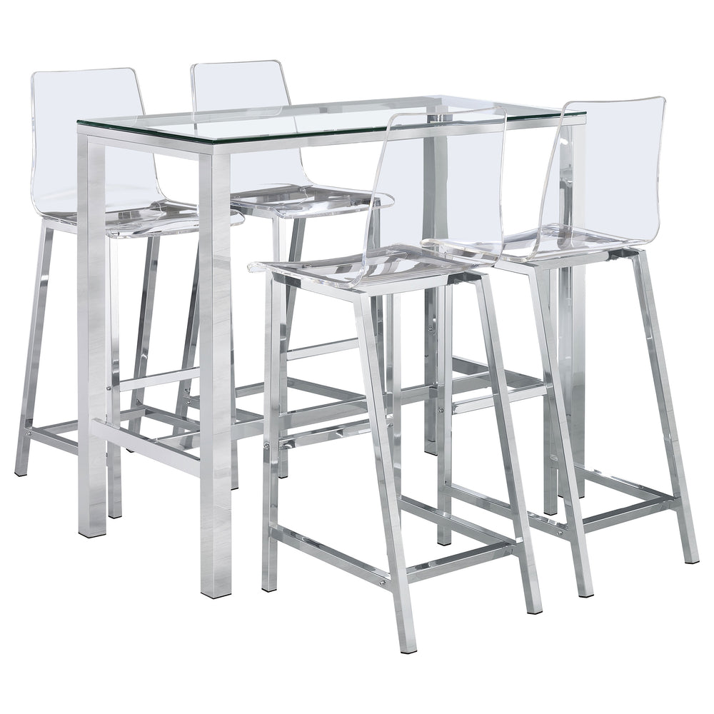 Tolbert 5-piece Bar Set with Acrylic Chairs Clear and Chrome_1