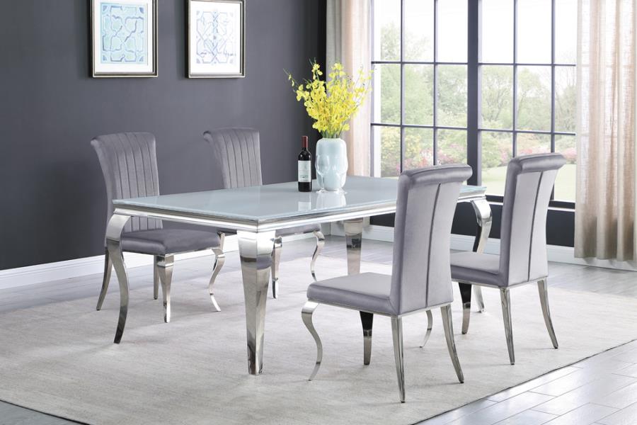 Carone Upholstered Side Chairs Grey and Chrome (Set of 4)_3