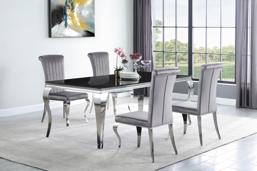 Carone Upholstered Side Chairs Grey and Chrome (Set of 4)_2