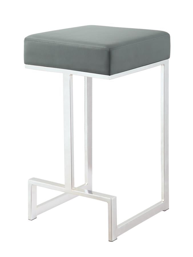 Square Counter Height Stool Grey and Chrome_0