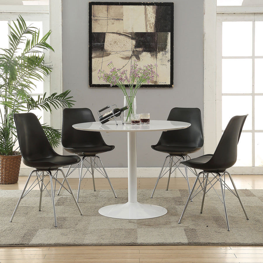 Lowry 5-piece Round Dining Set Tulip Table with Eiffel Chairs Black_0