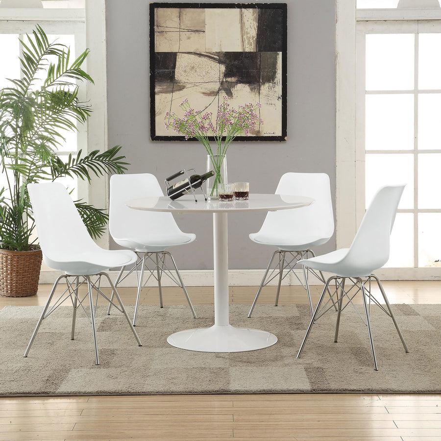 Lowry 5-piece Round Dining Set Tulip Table with Eiffel Chairs White_0