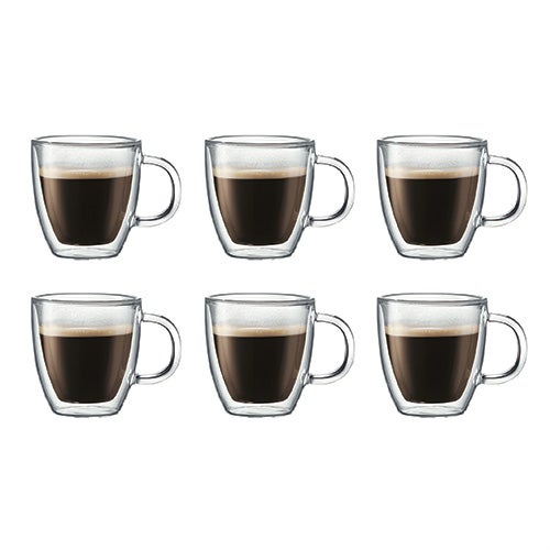 Bistro 6pc 10oz Double Wall Insulted Glass Mugs_0