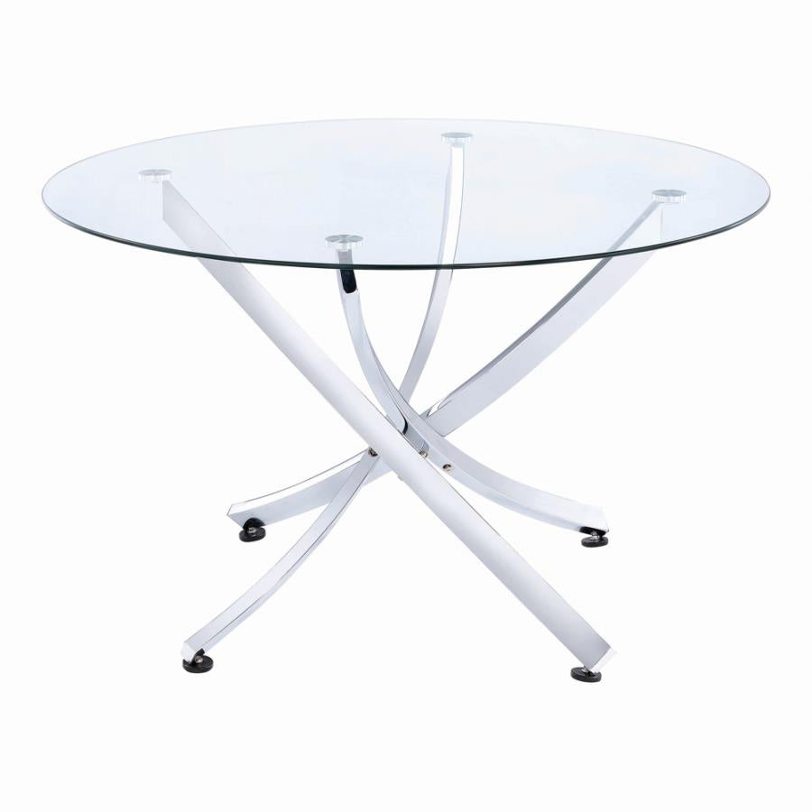 Beckham Round Dining Table Chrome and Clear_1