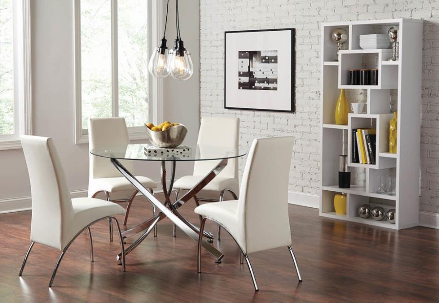 Beckham Round Dining Table Chrome and Clear_0