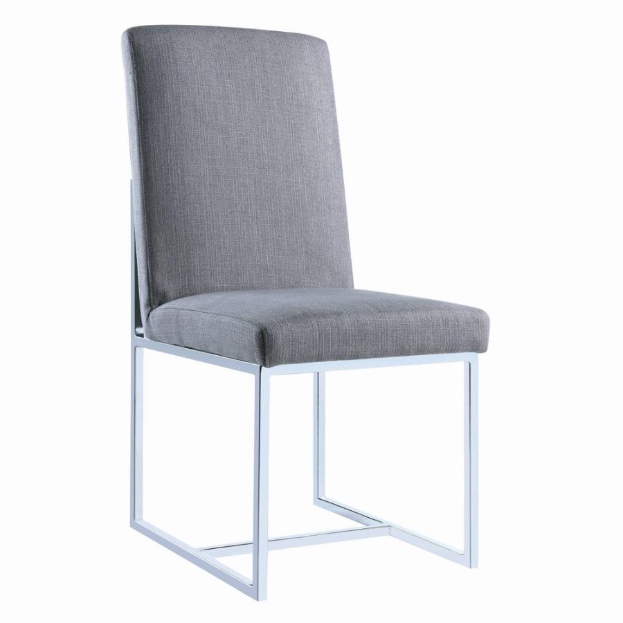 Mackinnon Upholstered Side Chairs Grey and Chrome (Set of 2)_1
