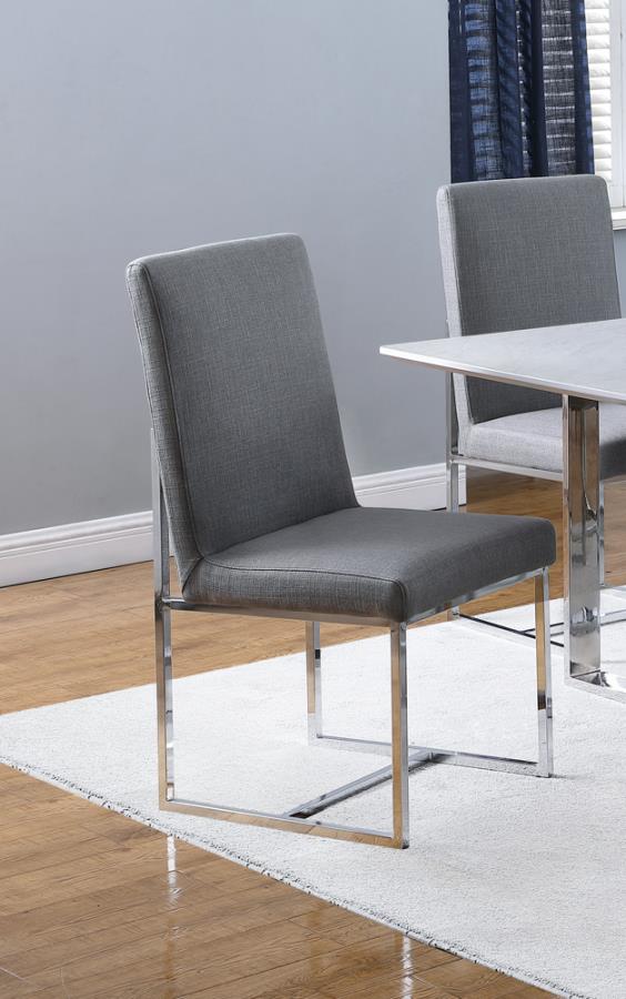 Mackinnon Upholstered Side Chairs Grey and Chrome (Set of 2)_0