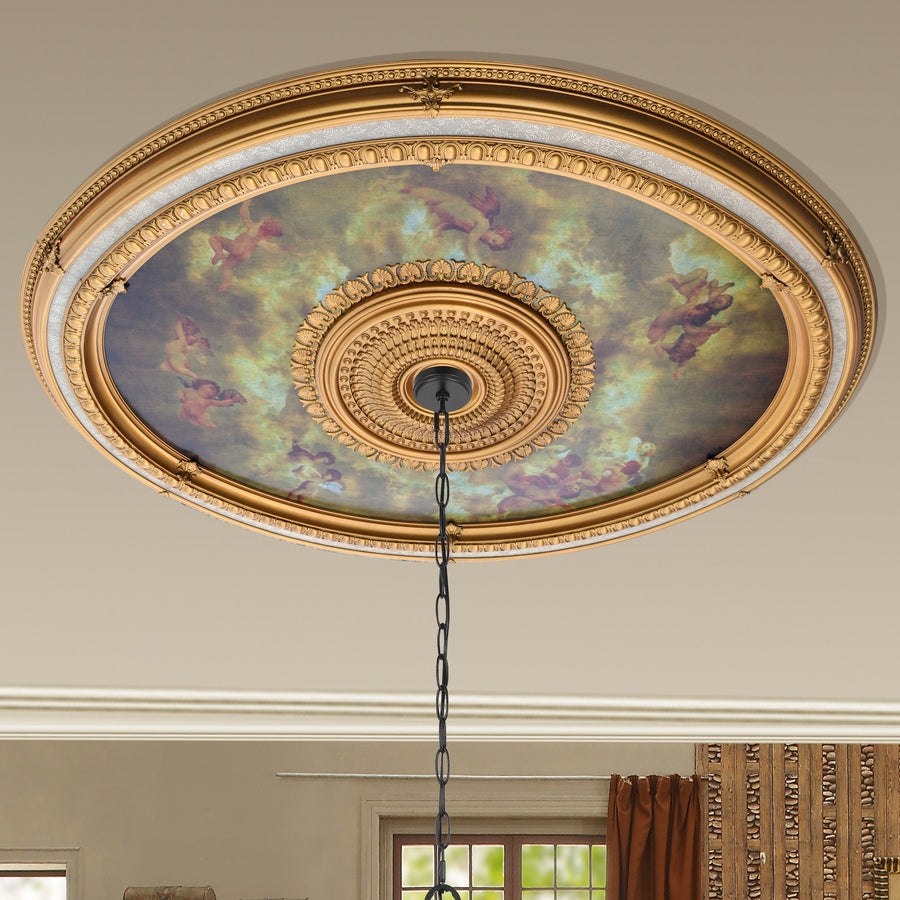 Classical Large Oval Chandelier Ceiling Medallion 79 inches_0
