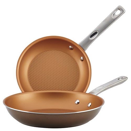 Home Collection Aluminum Twin Pack Skillets 11.5" & 9.25" Brown Sugar_0