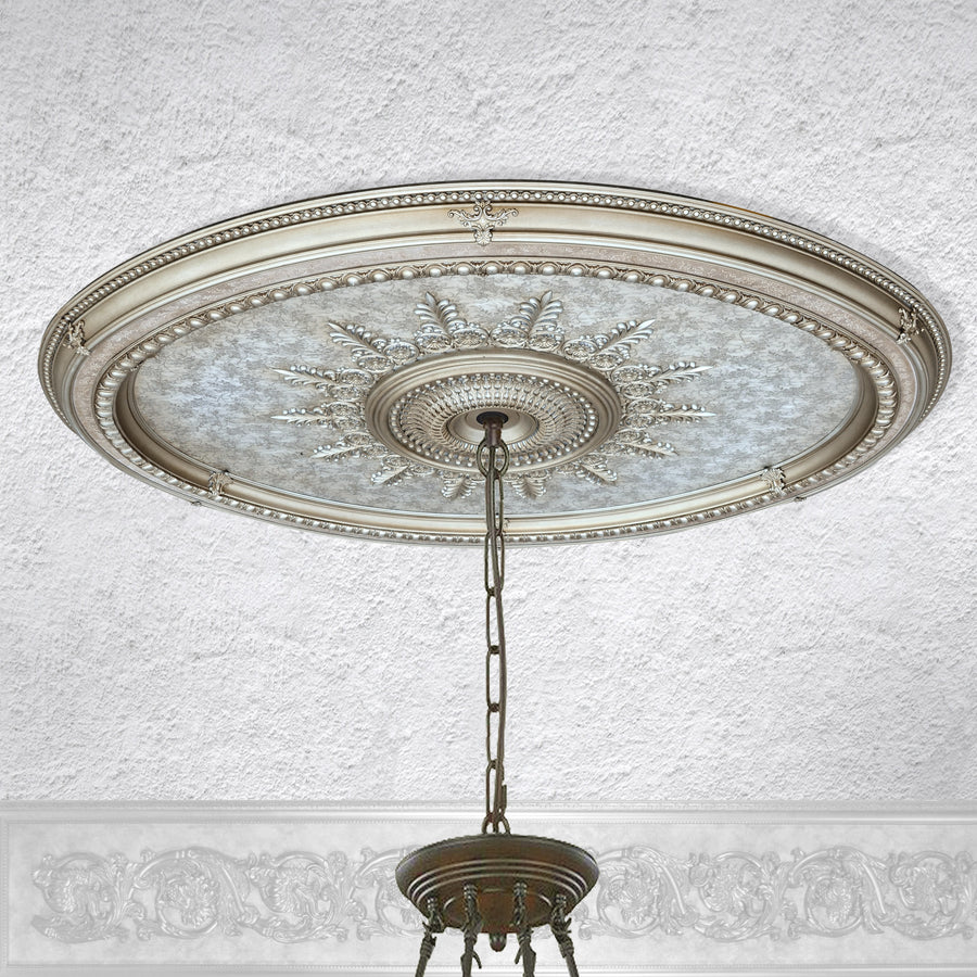 Champagne Large Oval Chandelier Ceiling Medallion 79 inches_0