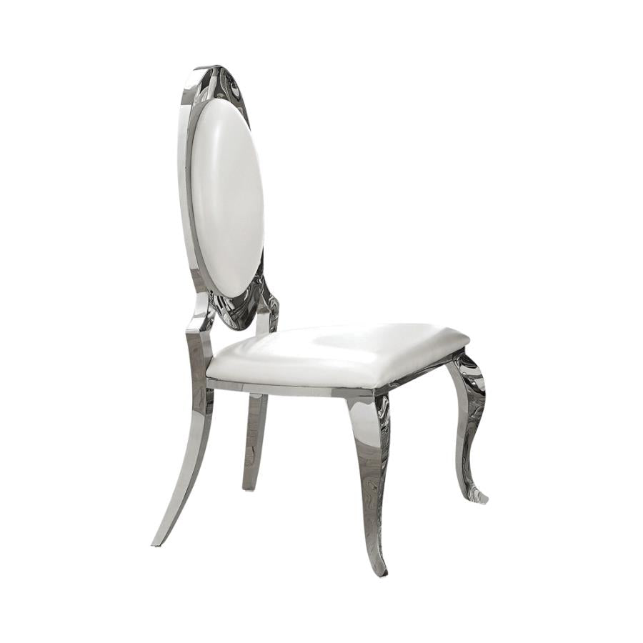 Antoine Oval Back Side Chairs Cream and Chrome (Set of 2)_0