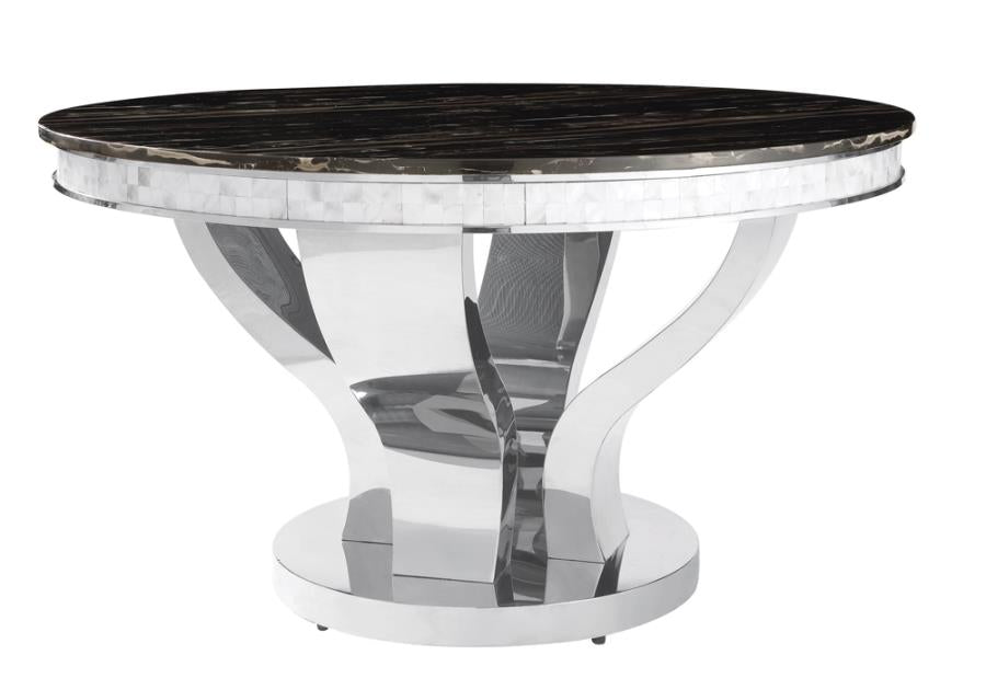 Anchorage Round Dining Table Chrome and Black_1