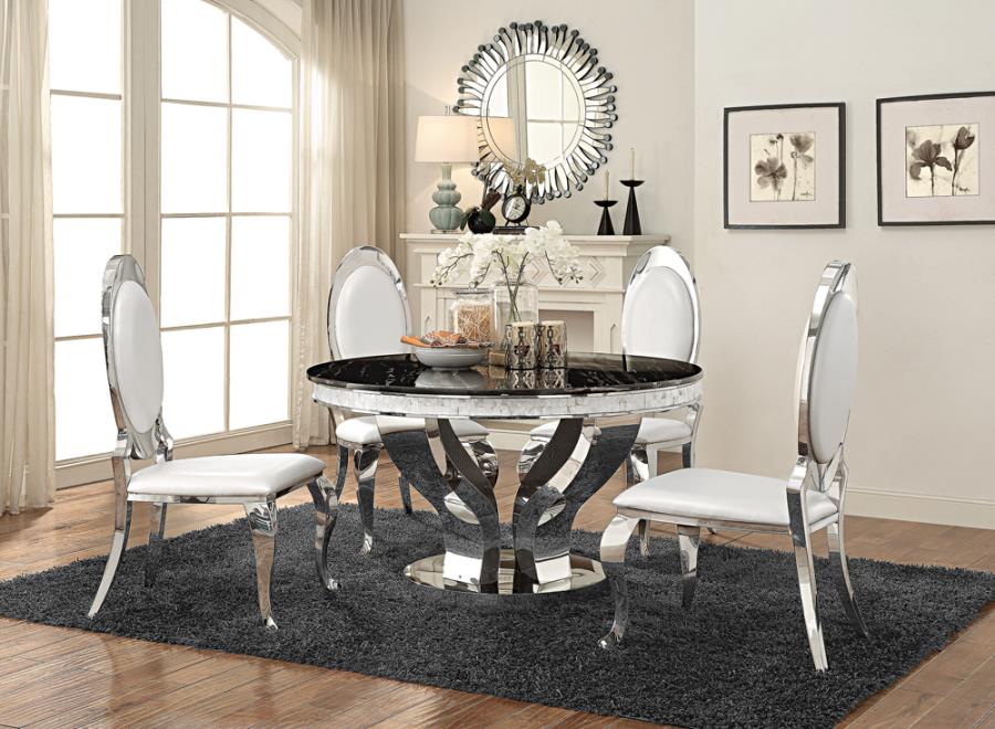Anchorage Round Dining Table Chrome and Black_2
