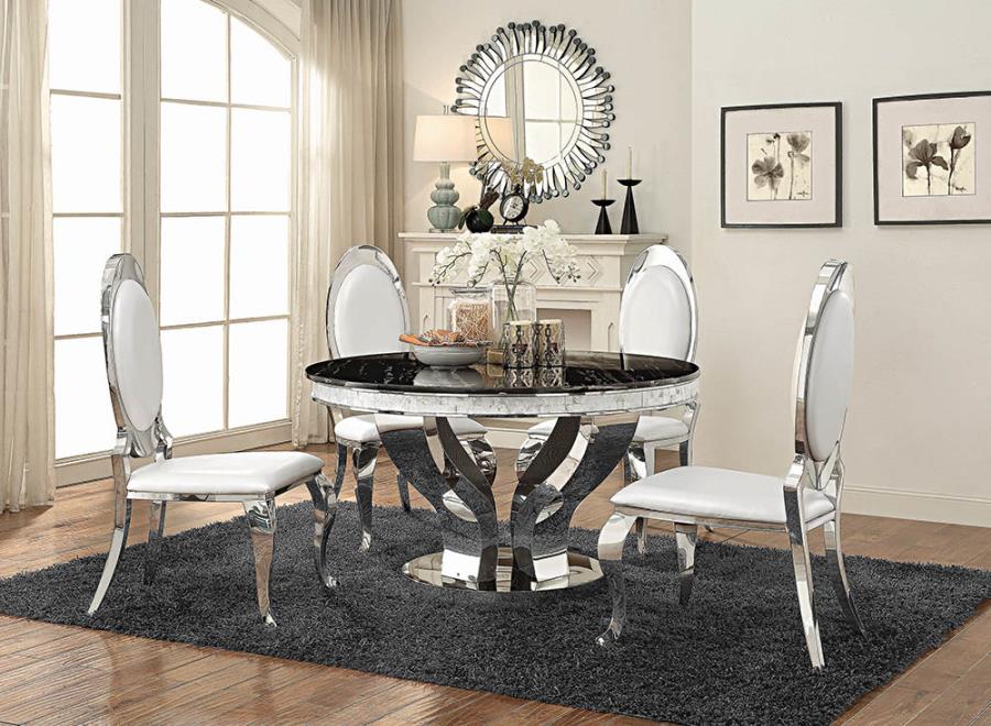 Anchorage Round Dining Table Chrome and Black_0
