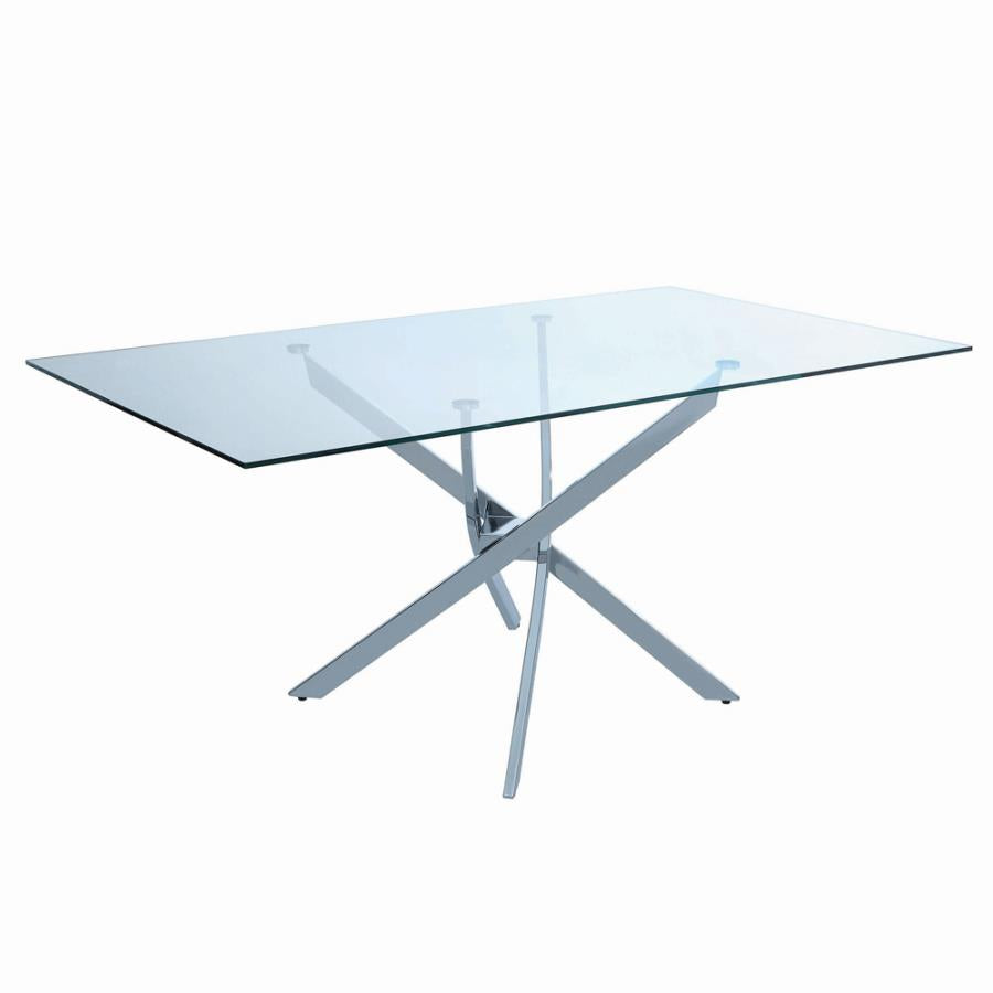 Carmelo X-shaped Dining Table Chrome and Clear_1