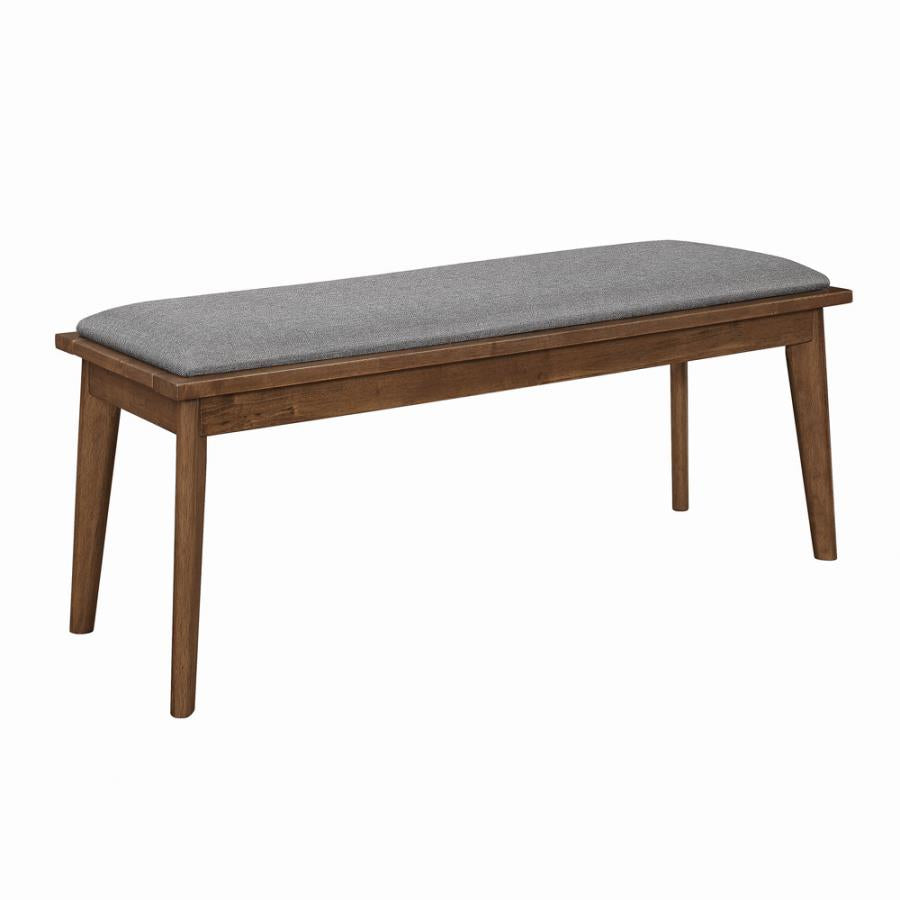 Alfredo Upholstered Dining Bench Grey and Natural Walnut_1